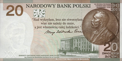 20 zł Maria Skłodowska - Curie - 2011 rok