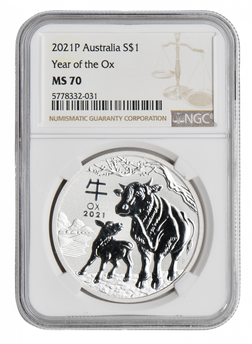 1 oz Ag - Lunar III - Rok Bawoła 2021 - NGC MS70