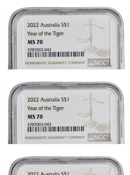 RAM - 1 dolar Rok Tygrysa 2022 - 1 oz - Australia - NGC MS70