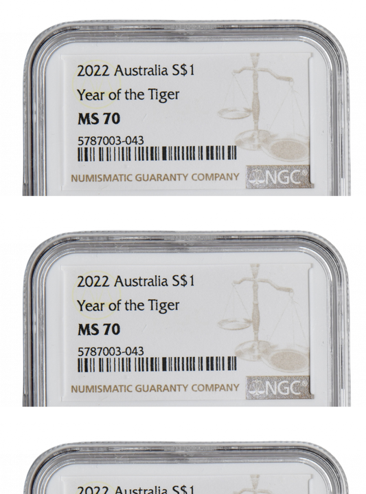 RAM - 1 dolar Rok Tygrysa 2022 - 1 oz - Australia - NGC MS70