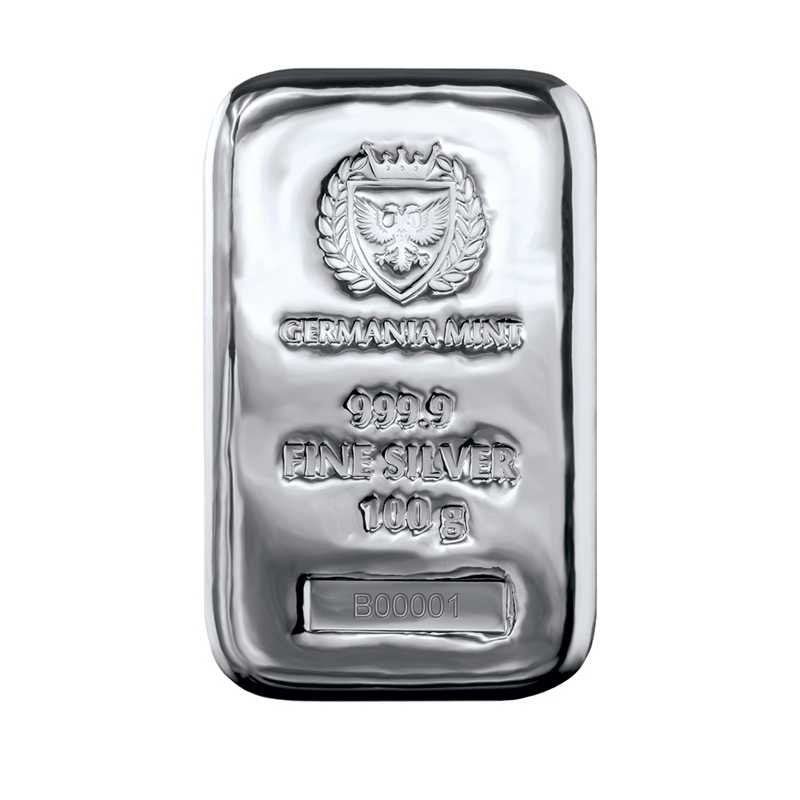 100 gram Ag 999,9 - Srebrna Sztabka - Germania Mint