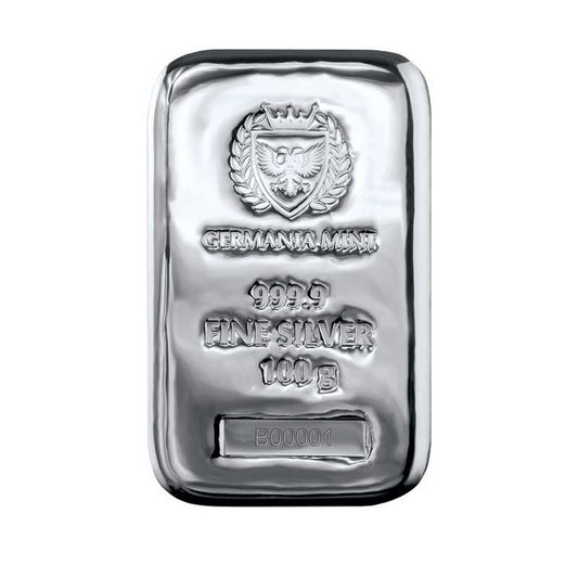 100 gram Ag 999,9 - Srebrna Sztabka - Germania Mint